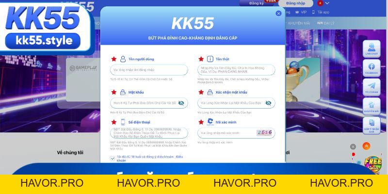 Đăng Ký KK55 Thành Công - Nhận Ngay Quà Tặng Khủng - havor.pro